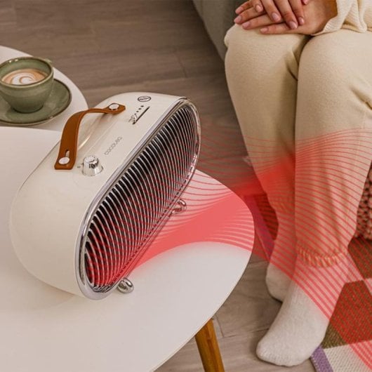 Cecotec Readywarm 1500 Ceramic Retro Aquecedor Cerâmico de Mesa 1500 W Retro Bege