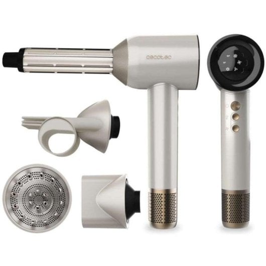 Secador Cecotec DryGlam Waves Motor Brushless 1600W Ecrã Digital Champanhe