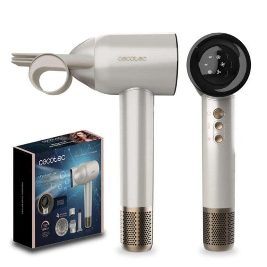 Secador Cecotec DryGlam Waves Motor Brushless 1600W Ecrã Digital Champanhe