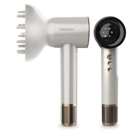 Secador Cecotec DryGlam Waves Motor Brushless Plasma 1600W 4en1 Champán Pantalla Digital