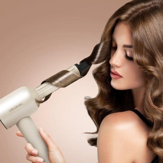 Secador Cecotec DryGlam Waves Motor Brushless Plasma 1600W 4en1 Champán Pantalla Digital