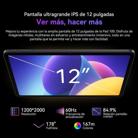 OSCAL Pad 100 Tablet 12" FHD+ 2K 8GB/256GB Android 15 4G Gris