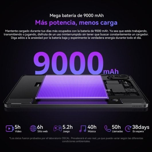 OSCAL Pad 100 Tablet 12" FHD+ 2K 8GB/256GB Android 15 4G Gris