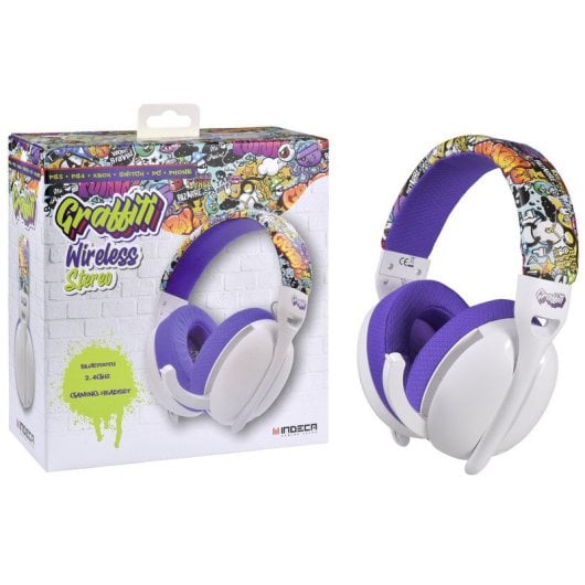 Indeca Graffiti Auriculares Gaming Inalámbricos 2.4GHz/Bluetooth Multiplataforma Blancos