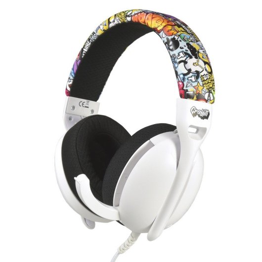 Indeca Graffiti 25 Headset Gaming com Cabo Multiplataforma Branco