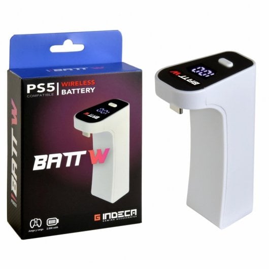 Batteria wireless Indeca 2000mAh per controller PS5 DualSense bianco