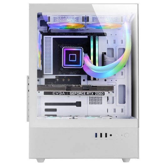 Mars Gaming Mc-xo ATX Mid-Tower-Gehäuse mit doppeltem gehärtetem Glas, 120-mm-Frgb-Lüfter, Doppelkammer, weiß