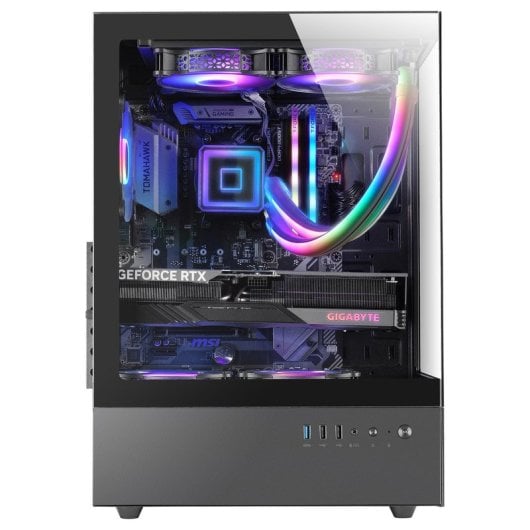 Mars Gaming MC-XO Semitorre ATX com Duplo Vidro Temperado, Ventoinha FRGB 120mm e Duas Câmaras Preta