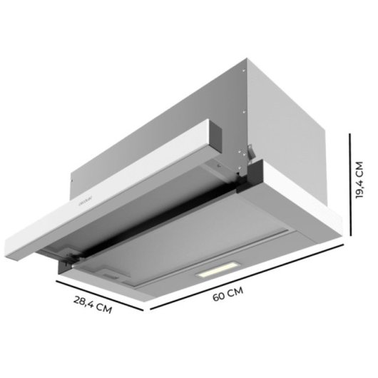 Cecotec Bolero Flux TLM 603500 Campana Extractora Telescópica 60cm 70W A Blanca