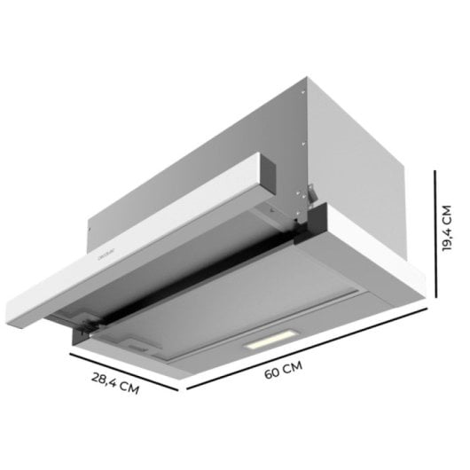 Cecotec Bolero Flux TLM 603500 Campana Extractora Telescópica 60cm 70W A Blanca