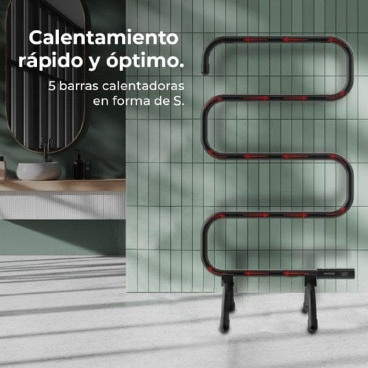 Radiador Elétrico Cecotec ReadyWarm 5000 Towel 100W compacto de chão e parede com proteção IP24