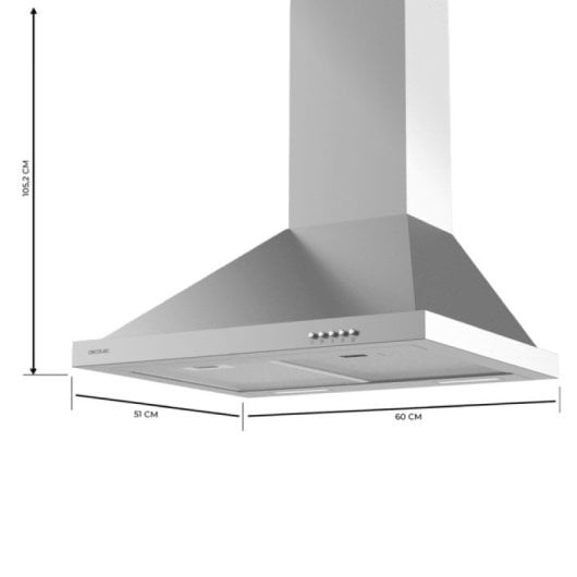 Cecotec Bolero Flux Pm 606500 Cappa Aspirante Piramidale 60 Cm A 165w Inox