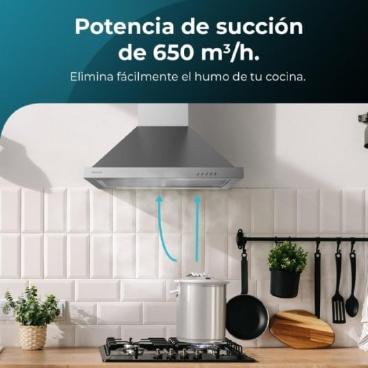 Cecotec Bolero Flux Pm 606500 Cappa Aspirante Piramidale 60 Cm A 165w Inox