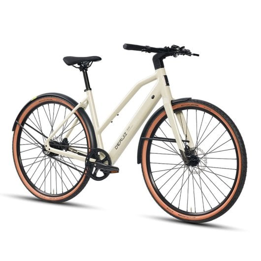 Vélo électrique urbain Deruiz Turmali S 2025 28 pouces 360 Wh Moteur roue arrière 250 W 35 Nm Blanc