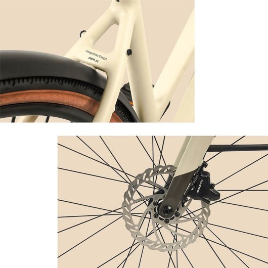 Vélo électrique urbain Deruiz Turmali S 2025 28 pouces 360 Wh Moteur roue arrière 250 W 35 Nm Blanc