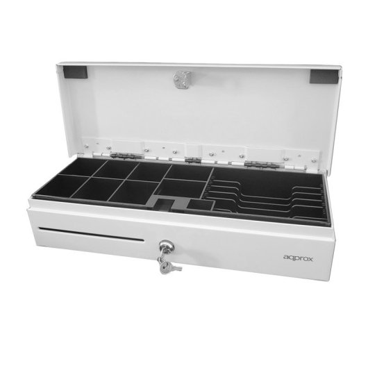 Approx appCASH02FLIPTOPWH Cajón Portamonedas Compacto Manual y Automático RJ-11/RJ-12 Blanco