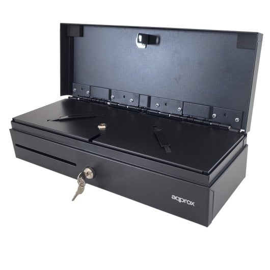 Approx appCASH02FLIPTOP Cajón Portamonedas Compacto Manual y Automático RJ-11/RJ-12 Negro
