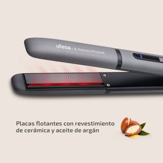 Ufesa X-Treme Infrared Alisador de Cabelo com Revestimento Cerâmico Cinzento