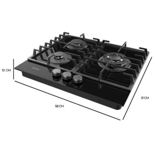 Placca Cecotec Bolero Squad G 3200F nero 3 fuochi cristallo Wok tripla corona