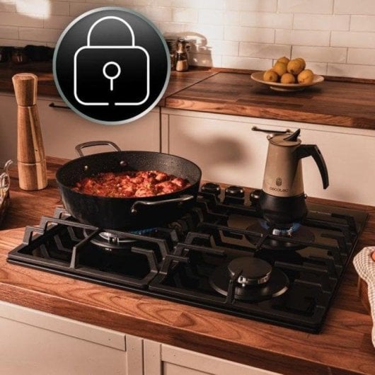 Placca Cecotec Bolero Squad G 3200F nero 3 fuochi cristallo Wok tripla corona