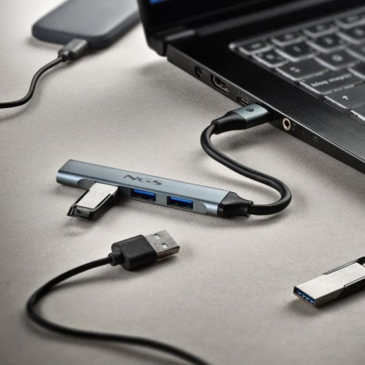 NGS IHUB4 MICRO HUB 4 Puertos USB-A 3.2 5000Mbit/s a 1x USB 3.2 / 3x USB Plata