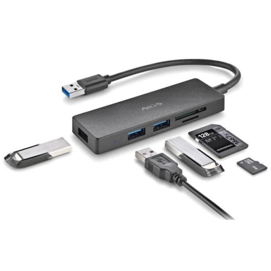 NGS IHUB READER HUB USB-A 3.2 5000Mbit/s auf 3x USB 3.0 / SD / MicroSD Schwarz