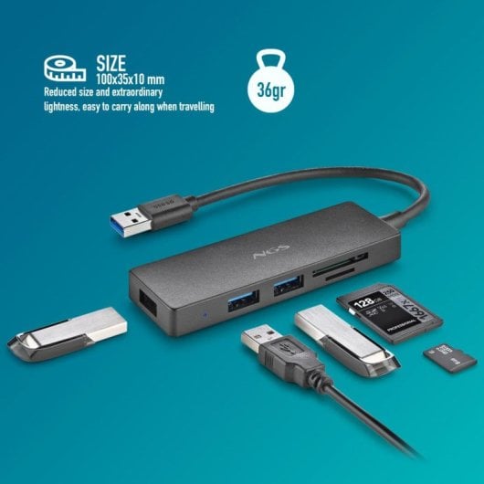 NGS IHUB READER HUB USB-A 3.2 5000Mbit/s auf 3x USB 3.0 / SD / MicroSD Schwarz