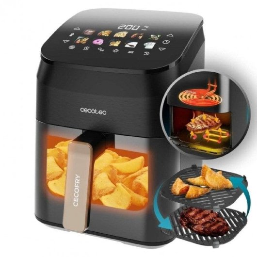 Freidora de Aire Cecotec Cecofry&Grill Smokin' 4500 4,5L 1900W Ventana con Ahumador