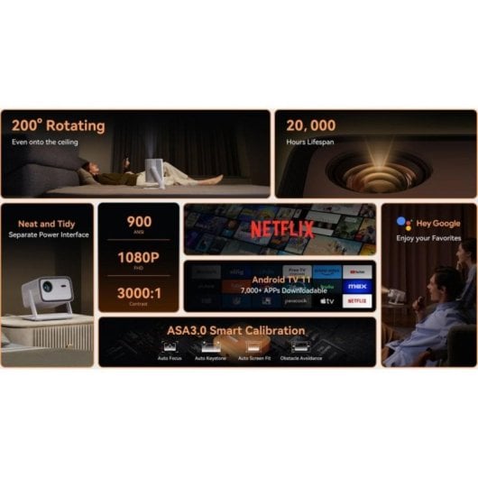 Projetor Wanbo Vali 1 FullHD 900 Lúmenes 130" LED LCD Smart TV Android Portátil