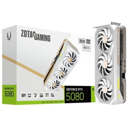 Carte graphique ZOTAC GAMING GeForce RTX 5080 SOLID OC 16 Go GDDR7 Reflex 2 RTX AI DLSS4 Blanc