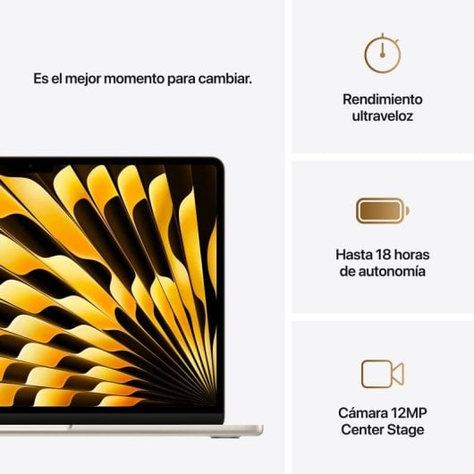 Apple MacBook Air M4 10 cœurs - 16 Go RAM - SSD 512 Go - 13,6" IPS 2560 x 1664 (WQXGA) - Wi-Fi 6E, Bluetooth - Starlight - Clavier : Français