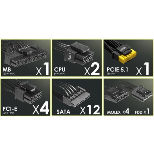 MSI MAG A1000GL PCIE5 ATX 3.1 1000W 80 Plus Gold Modular