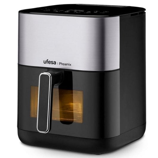 Ufesa Phoenix Freidora de Aire con Vapor, Doble Resistencia y Ventana 6L Negra/Inox
