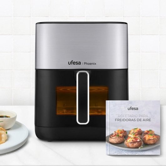 Ufesa Phoenix Freidora de Aire con Vapor, Doble Resistencia y Ventana 6L Negra/Inox