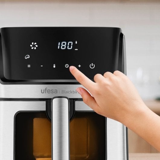 Ufesa Blackbird Freidora de Aire Digital con Ventana y Luz Interior 6.5L Inox/Negro