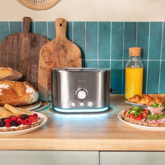 Toaster Cecotec Shine&Toast Double 850 W Edelstahl Doppel-Schlitz LED-Ring
