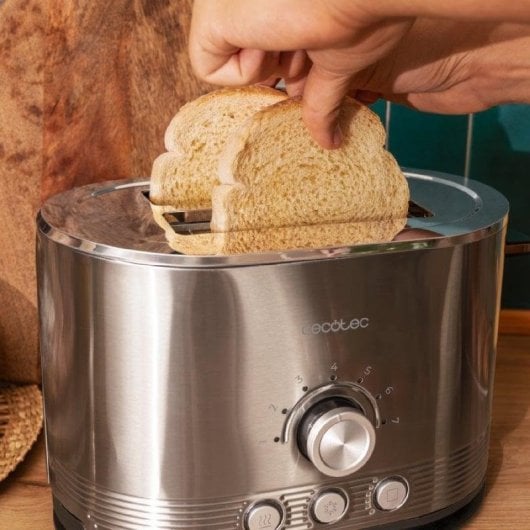 Toaster Cecotec Shine&Toast Double 850 W Edelstahl Doppel-Schlitz LED-Ring