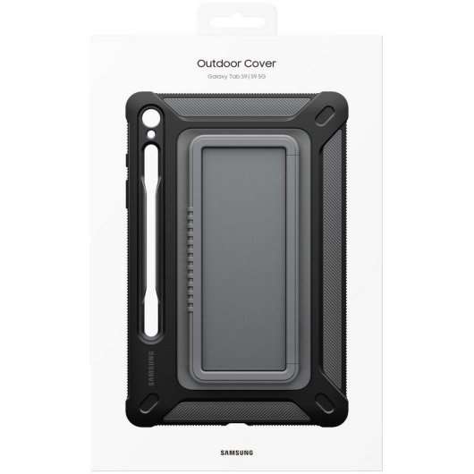 Samsung Robuste Outdoor-Hülle mit Ständer in Schwarz für Galaxy Tab S9 / Tab S9 5G