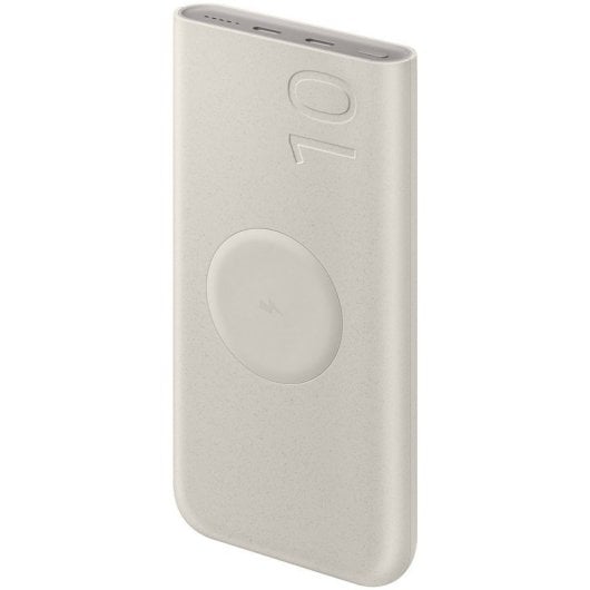Samsung Batería Portátil 10.000mAh de Carga Súper Rápida 25W, Carga Inalámbrica, 2 Puertos, Beige
