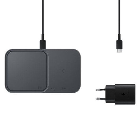 Samsung Super Fast Wireless Charger Duo, ultraschnelles kabelloses Ladegerät, 15 W max. USB-C Dunkelgrau