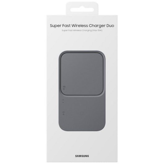 Samsung Super Fast Wireless Charger Duo, ultraschnelles kabelloses Ladegerät, 15 W max. USB-C Dunkelgrau