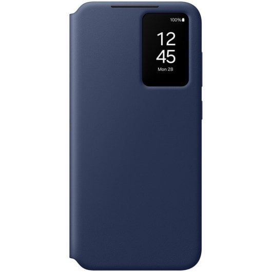 Étui portefeuille Samsung Smart View avec porte-cartes bleu foncé pour Galaxy S24 FE