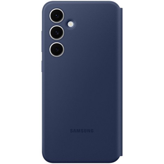 Étui portefeuille Samsung Smart View avec porte-cartes bleu foncé pour Galaxy S24 FE