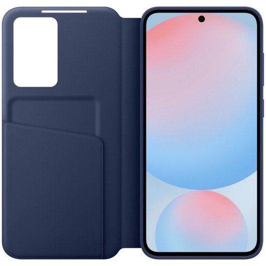Étui portefeuille Samsung Smart View avec porte-cartes bleu foncé pour Galaxy S24 FE