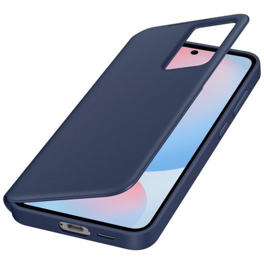 Étui portefeuille Samsung Smart View avec porte-cartes bleu foncé pour Galaxy S24 FE