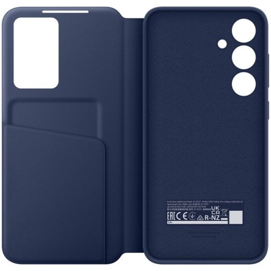 Étui portefeuille Samsung Smart View avec porte-cartes bleu foncé pour Galaxy S24 FE