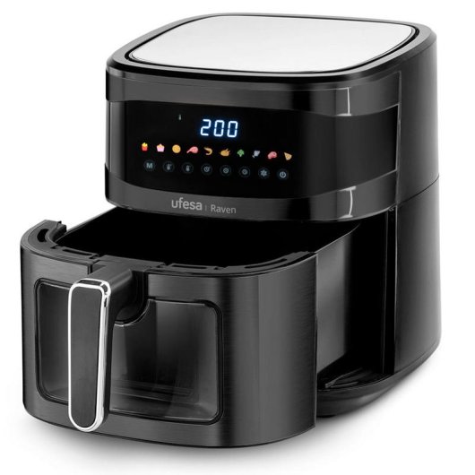 Ufesa Raven Freidora de Aire Digital con Pantalla Táctil y Ventana 6.5L 1700W Negra