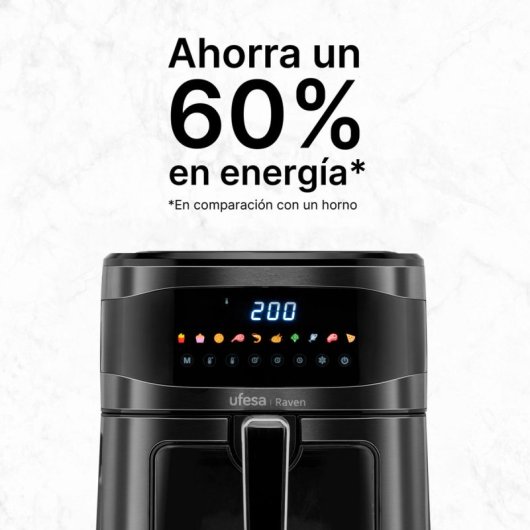 Ufesa Raven Freidora de Aire Digital con Pantalla Táctil y Ventana 6.5L 1700W Negra