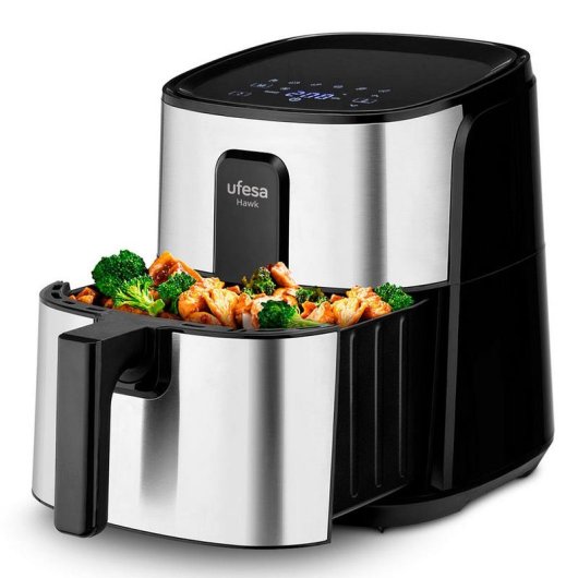 Friteuse à air numérique Ufesa Hawk avec 6 programmes prédéfinis, 6 L, 1 500 W, acier inoxydable/noir