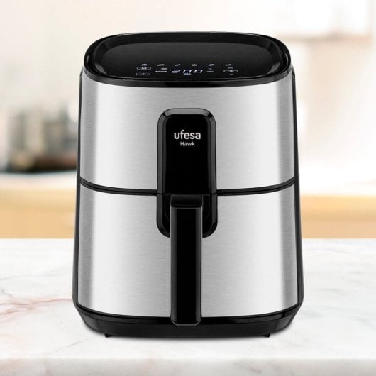 Friteuse à air numérique Ufesa Hawk avec 6 programmes prédéfinis, 6 L, 1 500 W, acier inoxydable/noir